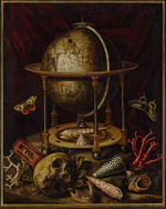 Luyckx, Carstian - Still Life with Celestial Globe, Skull, Shells, Corals and Butterflies