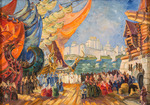 Fedorovsky, Fyodor Fyodorovich - The Novgorod Market. Stage design for the opera Sadko by N. Rimsky-Korsakov