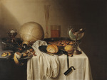 Stomme, Marten Boelema de - Still Life with a Bearded Man Crock and a Nautilus Shell Cup