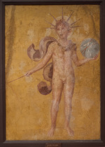 Roman-Pompeian wall painting - Apollo or Helios with sphere, from Pompeii, Casa dell'Argenteria