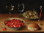 Beert, Osias, the Elder - Still Life with Cherries in a Wanli Porcelain Bowl, Hazelnuts and Three Venetian Wine Glasses