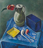 Kanoldt, Alexander - Still life with jug, tin and pipes