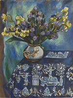 Pechstein, Hermann Max - The blue tablecloth (Still life in blue)