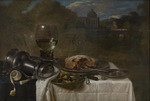 Heda, Willem Claesz - Still life with laid table in a landscape