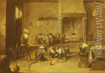 Teniers David the Younger - Monkeys in the Kitchen