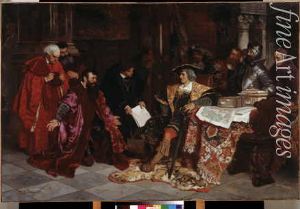 Becker Carl Ludwig Friedrich - Der Kaiser Maximilian empfängt die venezianische Gesandten in Verona