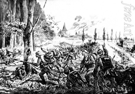 Unbekannter Künstler - Der Maasübergang der 26. Infanterie-Division (Illustration aus Allgemeiner Kriegszeitung)