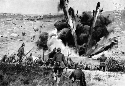 Thiel Ewald - Exploding of sapped French trenches at Chevillecourt (Illustration from Allgemeiner Kriegszeitung)