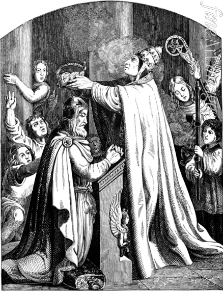 Kirchhoff Johann Jakob - Die Kaiserkrönung Karls des Großen durch Papst Leo III. (Illustration aus der 