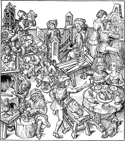 Meister des Hausbuches - Merkurs Kindern (Planetenkinder des Merkur). Illustration aus dem mittelalterlichen 