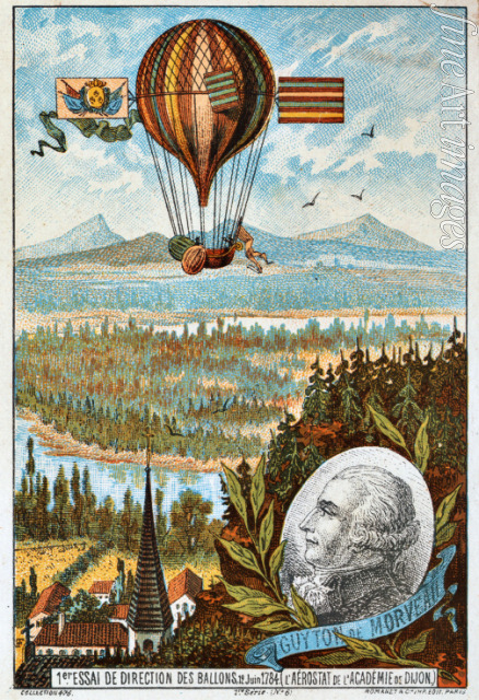 Unbekannter Künstler - Erster Versuch eines gesteuerten Ballons von Guyton de Morveau, 1784 (Aus der Serie 