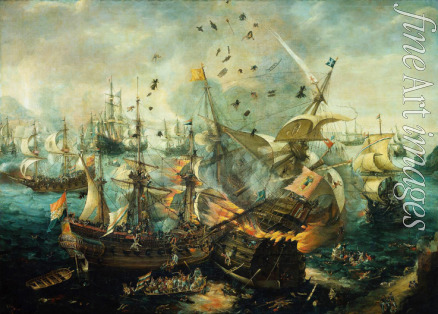 Wieringen Cornelis Claesz van - Explosion einer spanischen Karacke während der Schlacht bei Gibraltar am 25. April 1607