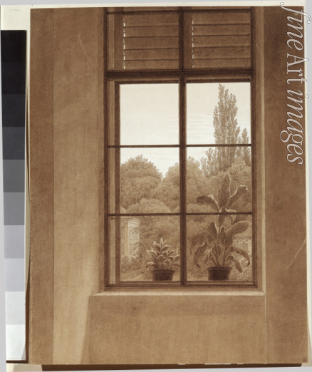 Friedrich Caspar David - Fensterausblick auf einen Park