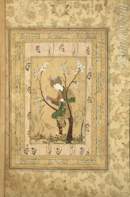 Iranian master - Youth Seated in the Fork of a Blossoming Tree