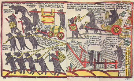 Russian master - The Mice are burying the Cat (Lubok)