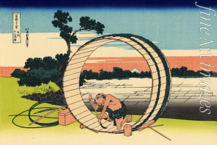 Hokusai Katsushika - Fuji gesehen von den Reisfeldern in der Provinz Owari (aus der Bildserie 