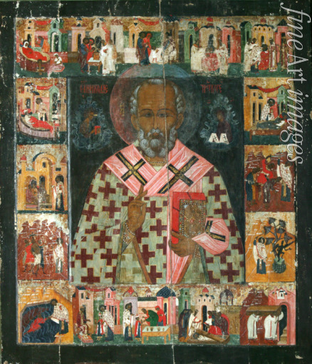 Russian icon - Saint Nicholas with Scenes from His Life