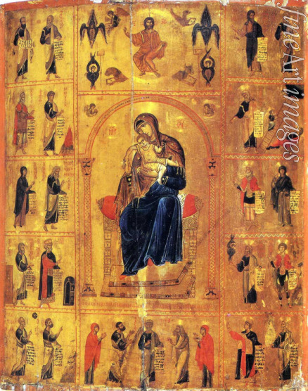 Byzantinische Ikone - Madonna mit Kind und Heiligen