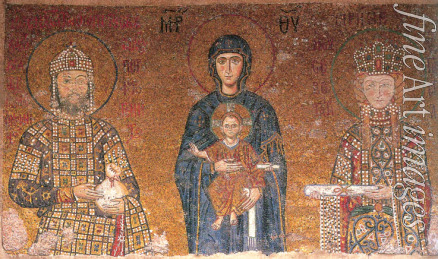 Byzantinischer Meister - Thronende Maria mit segnenden Christuskind zwischen Kaiser Johannes II. Komnenos und Kaiserin Irene