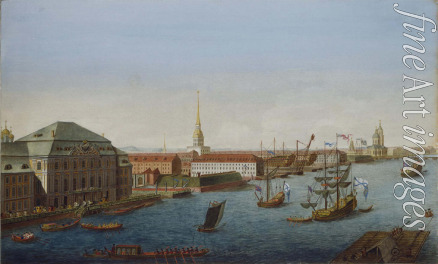 Makhaev Mikhail Ivanovich - View of the Neva Downstream between the Winter Palace and the Academy of Sciences (Left part)