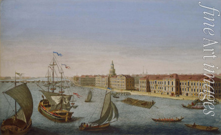 Makhaev Mikhail Ivanovich - View of the Neva Downstream between the Winter Palace and the Academy of Sciences (Right part)