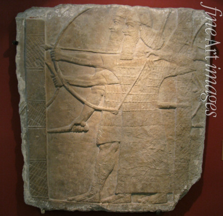 Assyrische Kunst - Assyrische Krieger. Fragment eines Reliefs aus dem Palast von Tiglat-Pileser III.