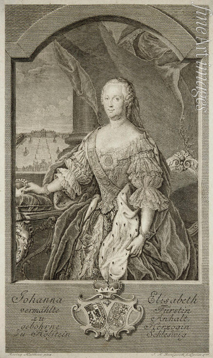 Bernigeroth Johann Martin - Porträt Johanna Elisabeth von Schleswig-Holstein-Gottorf, Fürstin von Anhalt-Zerbst (1712-1760), Mutter der Zarin Katharina II.