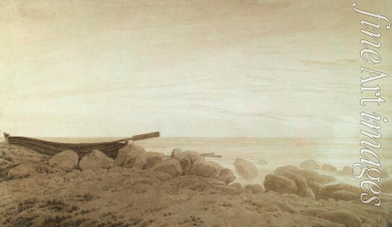 Friedrich Caspar David - Boot an der Küste. Mondaufgang