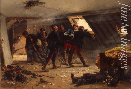 Neuville Alphonse Marie de - Szene aus dem Deutsch-Französischen Krieg. (Dachboden in Champigny im November 1870)