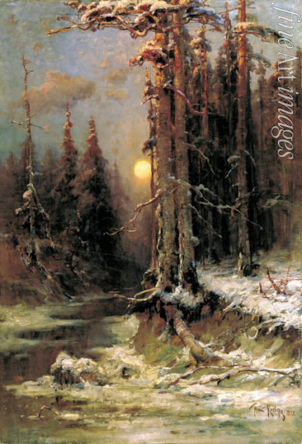 Klever Juli Juliewitsch (Julius) von der Ältere - Sonnenuntergang im winterlichen Kiefernwald