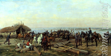 Kovalevsky Pavel Osipovich - The Russians crossing the Danube in Juny 1877
