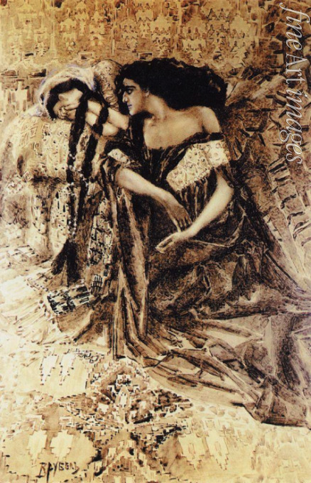Wrubel Michail Alexandrowitsch - Tamara und Dämon. Illustration zum Gedicht 
