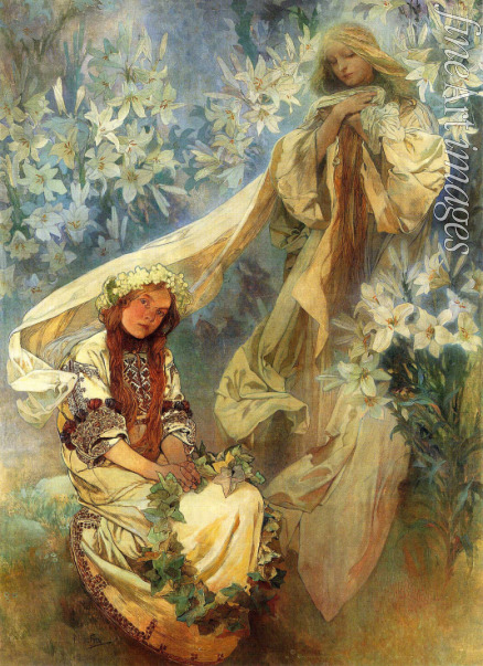 Mucha Alfons Marie - Madonna mit Lilien