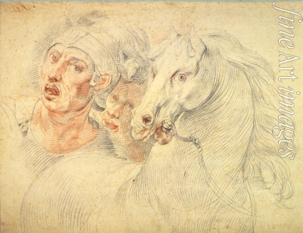 Cesari Giuseppe - Study of a horse and two Soldiers