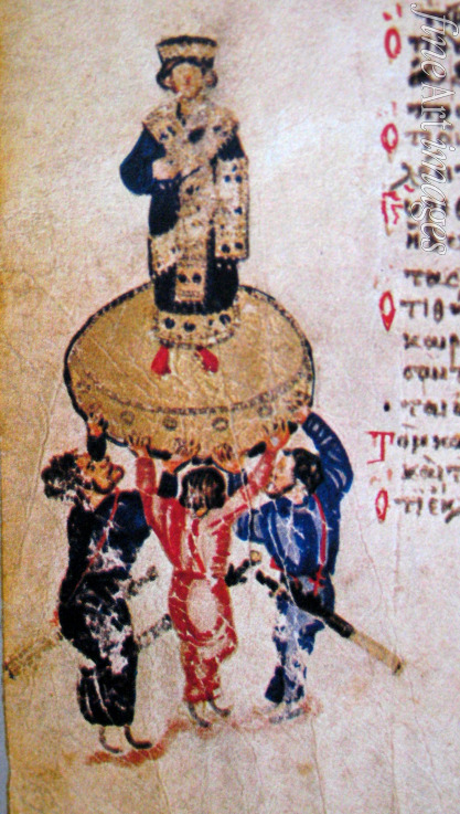 Byzantinischer Meister - König Hiskija von Juda. Miniatur aus dem Chludow-Psalter