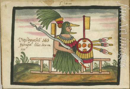 Präkolumbische Kunst - Xiuhtecuhtli, aztekischer Gott des Feuers, der Wärme und des Lichtes. Aus dem Ramírez Codex (The Tovar Codex)