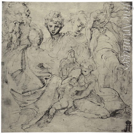 Parmigianino - Studienblatt zu einem Fresko