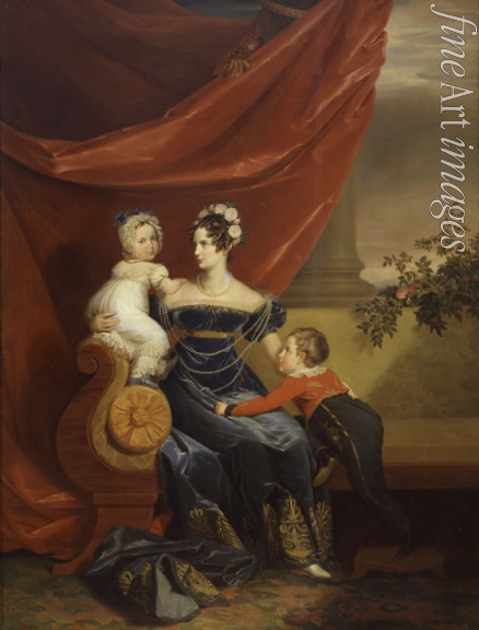 Dawe George - Porträt der Kaiserin Alexandra Fjodorowna (Charlotte von Preußen) mit Kinder