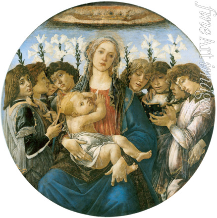 Botticelli Sandro - Virgin and Child with Eight Angels (Berlin Madonna or Raczynski Tondo). Tondo