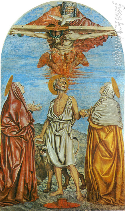Andrea del Castagno - Die heilige Dreifaltigkeit mit den heiligen Hieronymus und Heiligen Paula und Eustochium