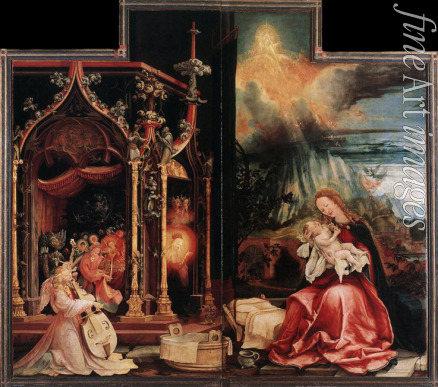 Grünewald Matthias - The Isenheim Altarpiece. Central panel: Concert of Angels and Nativity