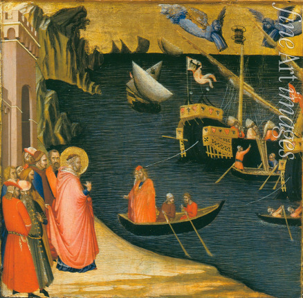 Lorenzetti Ambrogio - Heiliger Nikolaus überzeugt die Seeleute, von ihren Kornladungen etwas abzugeben