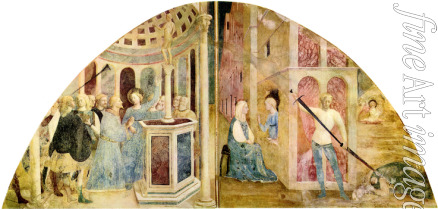 Masolino da Panicale - Heilige Katharina und Kaiser Maxentius. Fresko aus der Basilika San Clemente in Rom