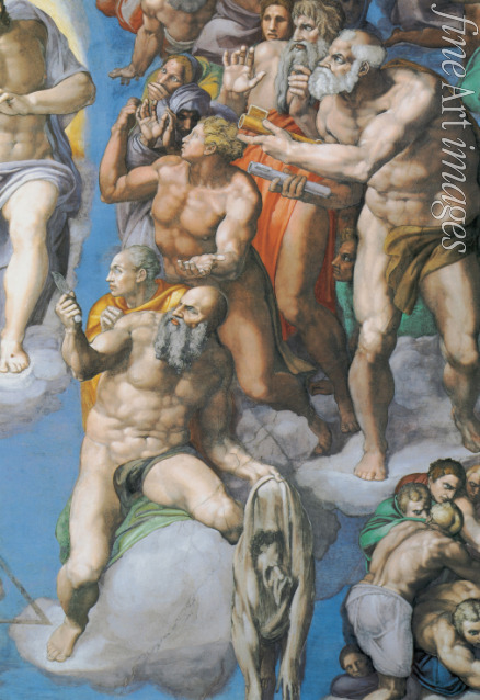 Buonarroti Michelangelo - Saint Bartholomew displaying his flayed skin. Detail of the fresco 