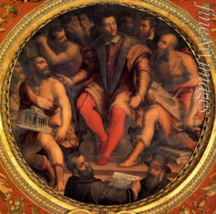Vasari Giorgio - Cosimo I. de' Medici umgeben von den Künstlern seiner Zeit (Tondo)