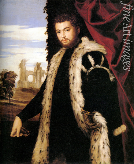 Veronese Paolo - Porträt eines jungen Mannes im Luchspelz