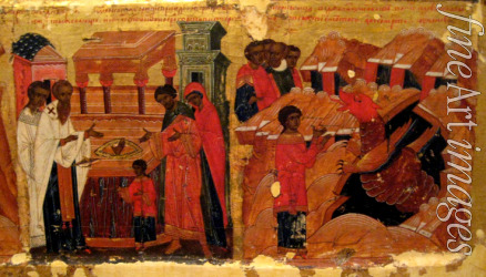 Russische Ikone - Sage von der Handreliquie des heiligen Johannes des Täufers (Detail)