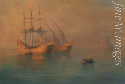 Aivazovsky Ivan Konstantinovich - The arrival of Fleet of Christopher Columbus