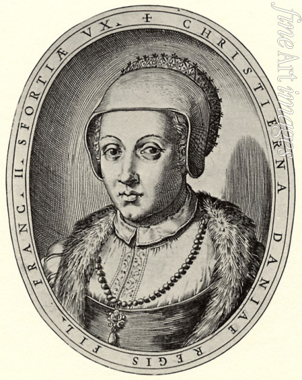 Campi Antonio - Portrait of Christina of Denmark (1522–1590). Illustration for 