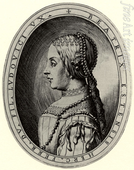 Campi Antonio - Porträt von Fürstin Beatrice d'Este (1475-1497). Illustration für 